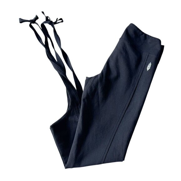 Free People Movement Turnout Crossover Waist Ankle Tie Cropped Leggings in Black - Picture 11 of 11